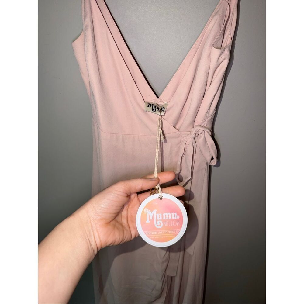 Show me your mumu Mariah wrap dress blush beige small NWT - Picture 3 of 10